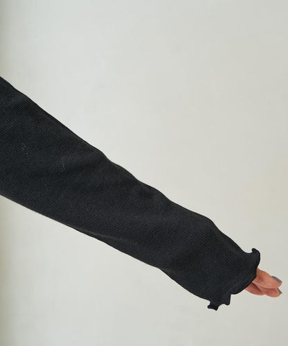 薑黃色荷葉邊高領長袖上衣