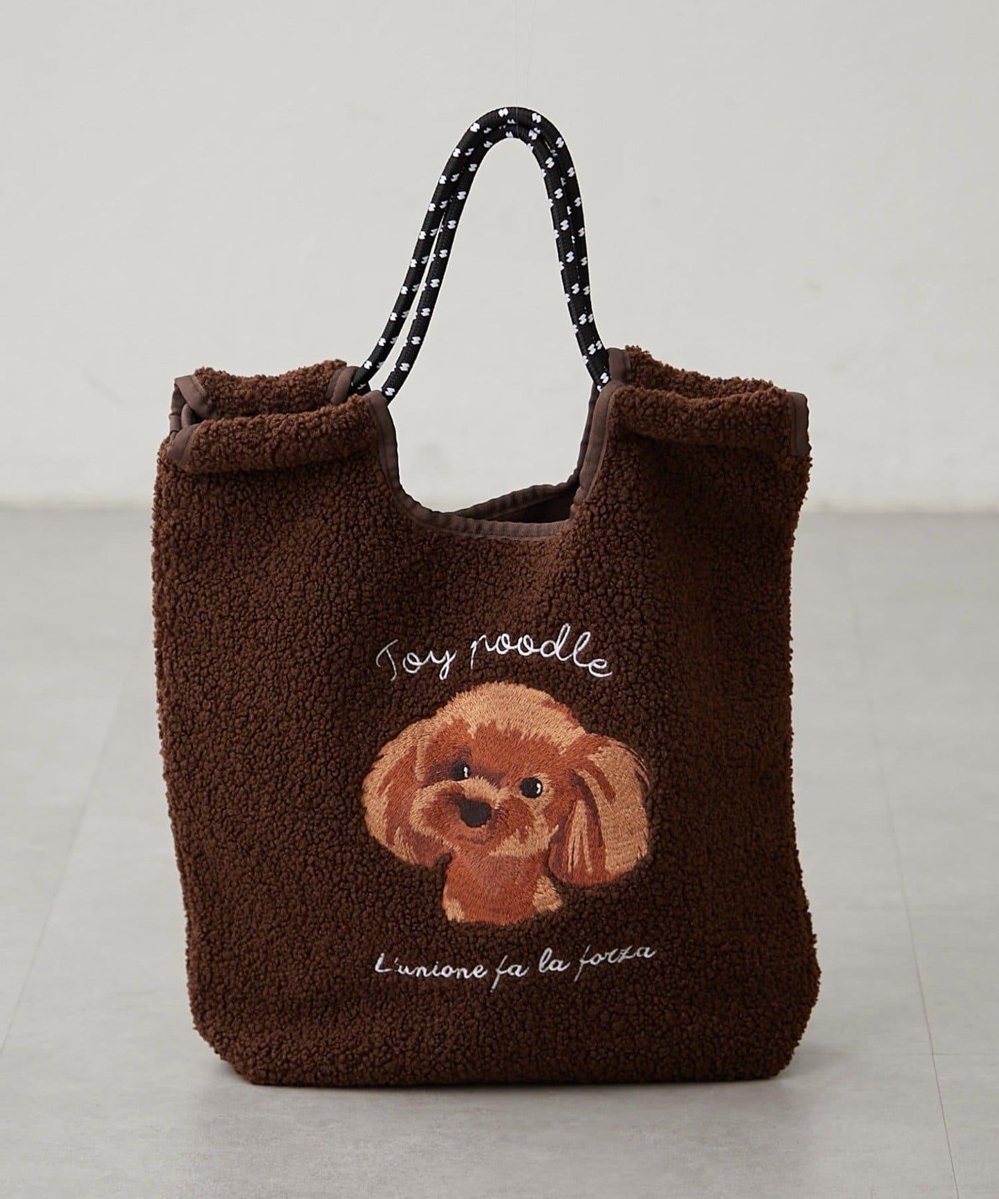 動物刺繡燈芯絨羊羔絨托特包