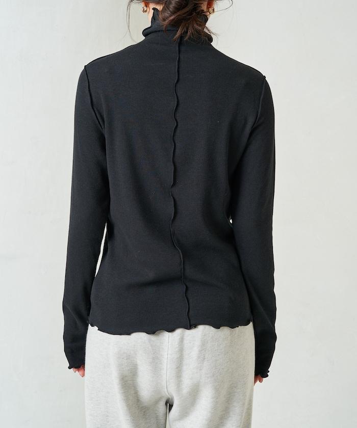 薑黃色荷葉邊高領長袖上衣