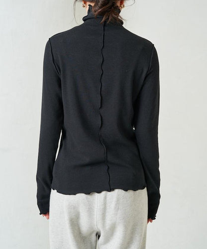 薑黃色荷葉邊高領長袖上衣