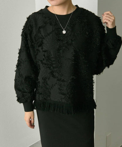 植物圖案流蘇下襬上衣【SUM1 STYLE(スミスタイル)】