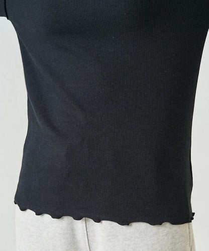 薑黃色荷葉邊高領長袖上衣