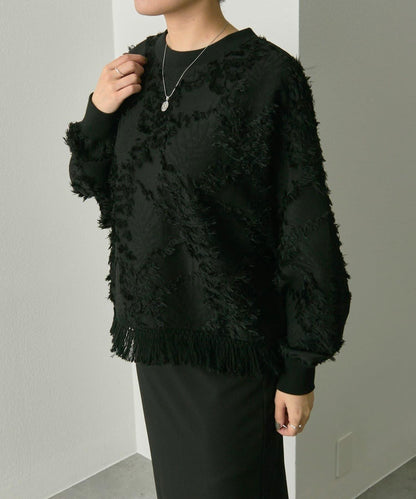 植物圖案流蘇下襬上衣【SUM1 STYLE(スミスタイル)】