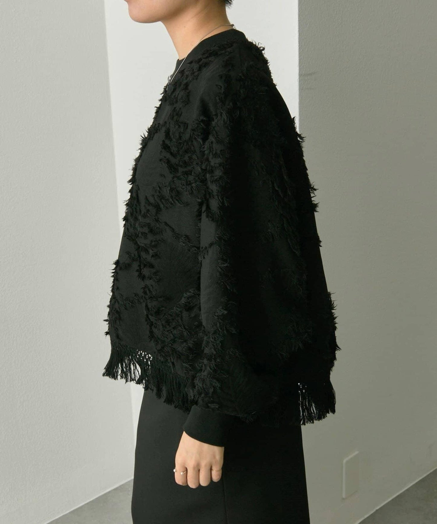 植物圖案流蘇下襬上衣【SUM1 STYLE(スミスタイル)】