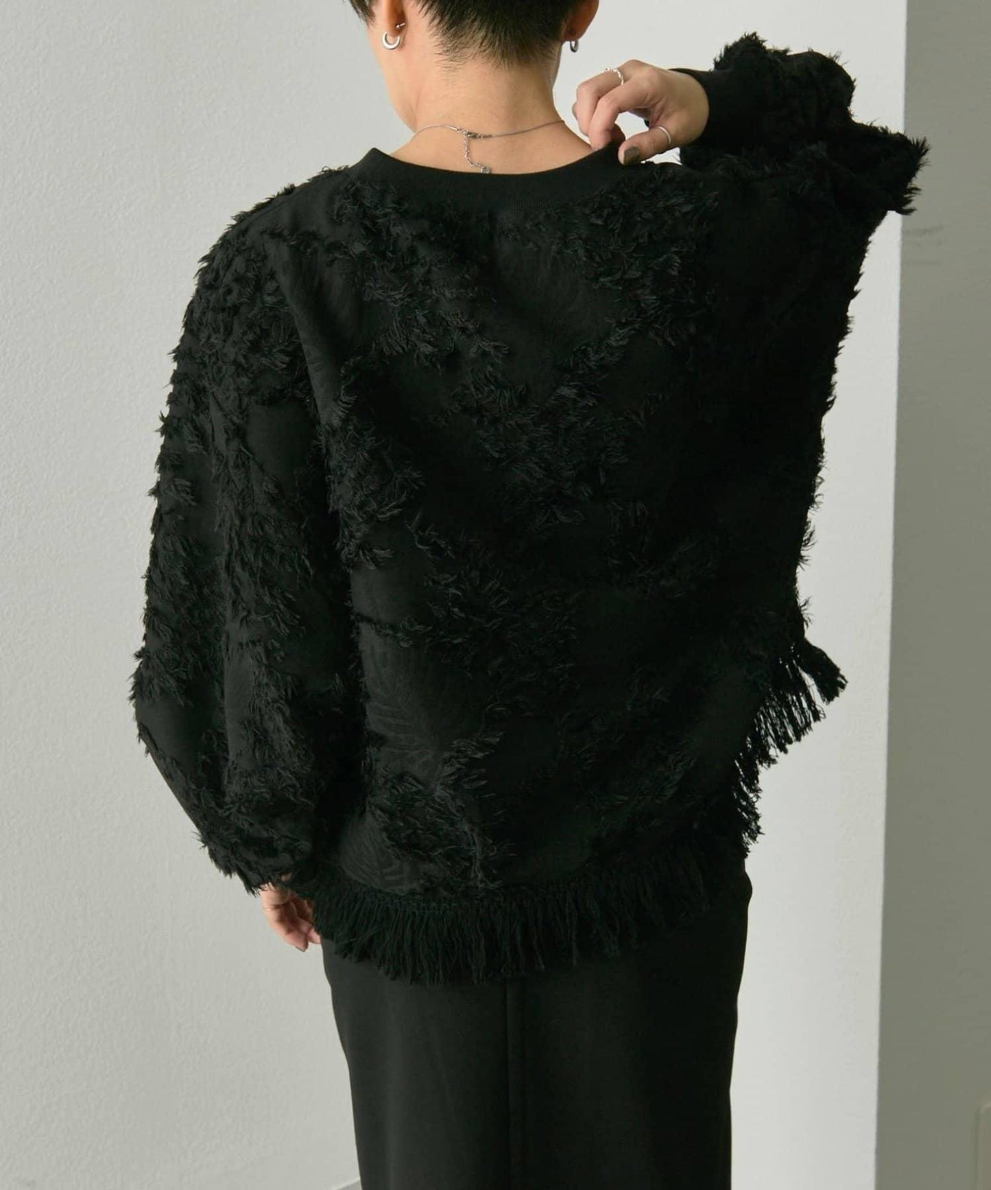 植物圖案流蘇下襬上衣【SUM1 STYLE(スミスタイル)】