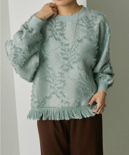 植物圖案流蘇下襬上衣【SUM1 STYLE(スミスタイル)】