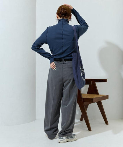 薑黃色荷葉邊高領長袖上衣