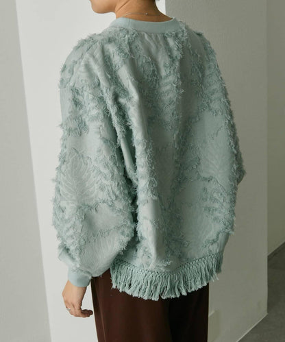 植物圖案流蘇下襬上衣【SUM1 STYLE(スミスタイル)】