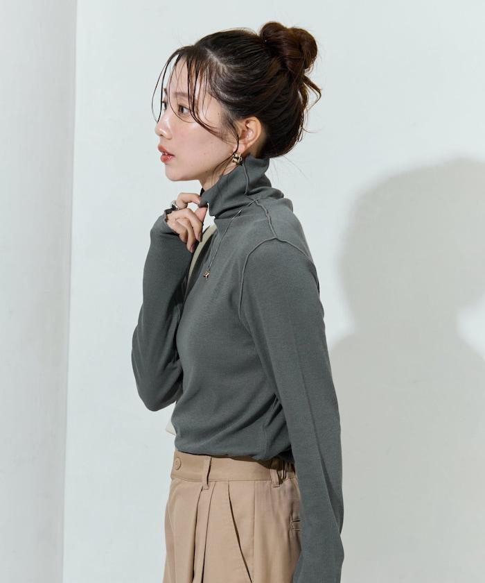 薑黃色荷葉邊高領長袖上衣