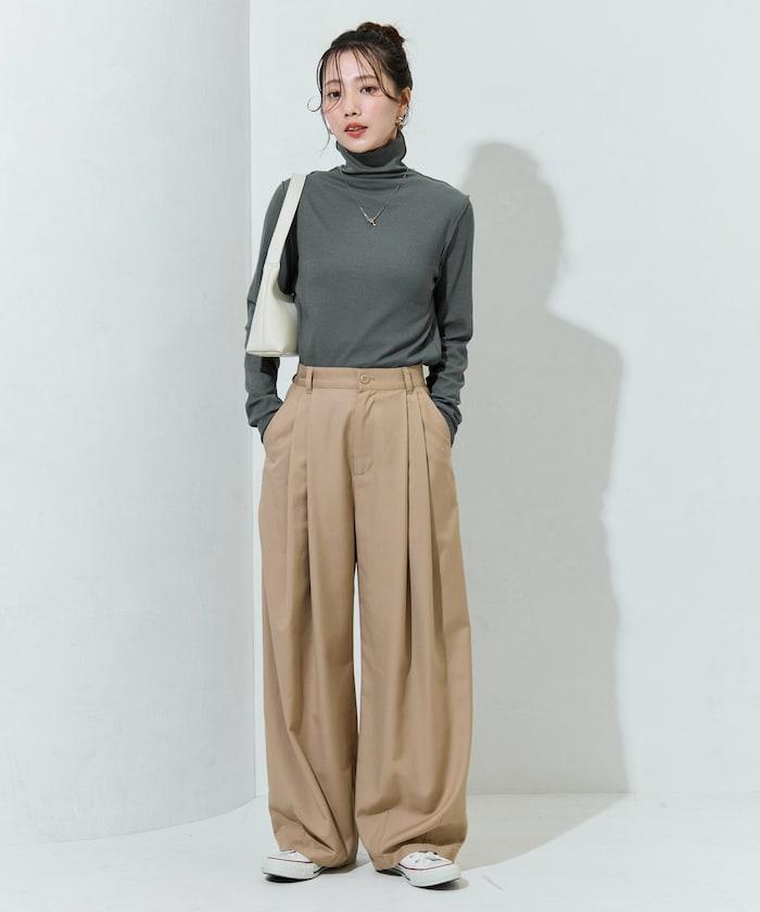 薑黃色荷葉邊高領長袖上衣