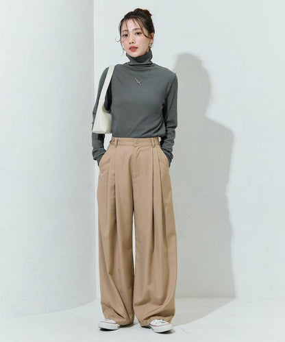 薑黃色荷葉邊高領長袖上衣