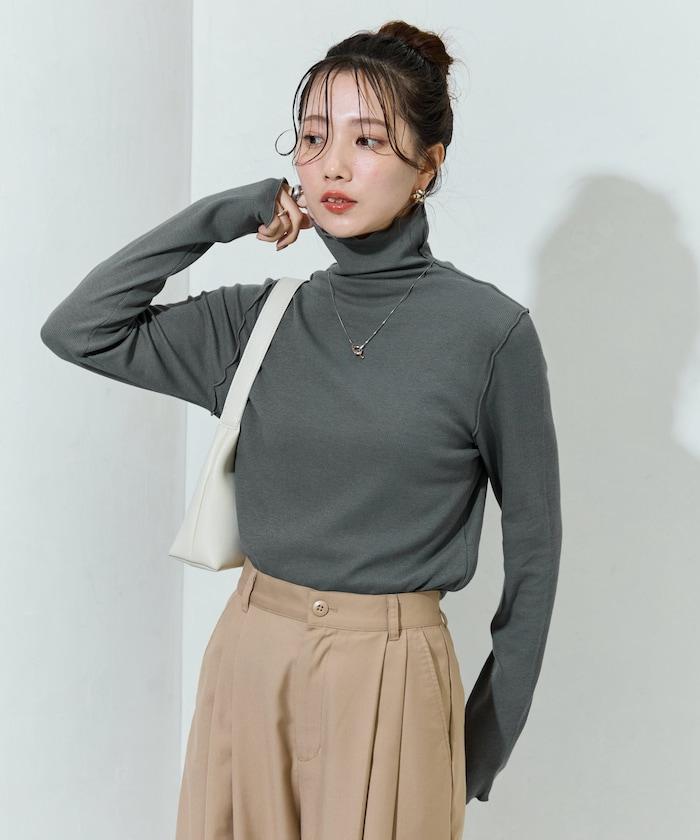 薑黃色荷葉邊高領長袖上衣