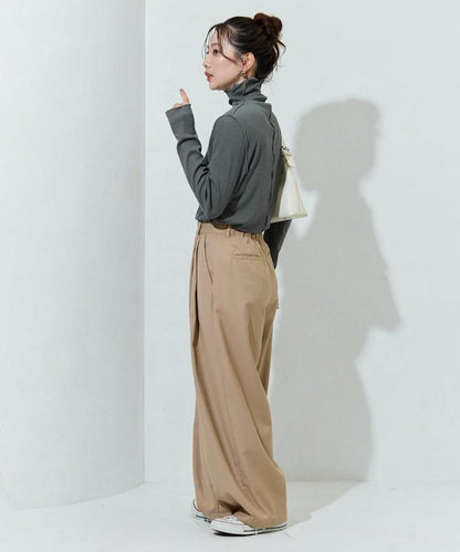 薑黃色荷葉邊高領長袖上衣