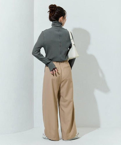 薑黃色荷葉邊高領長袖上衣