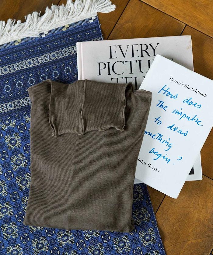 薑黃色荷葉邊高領長袖上衣