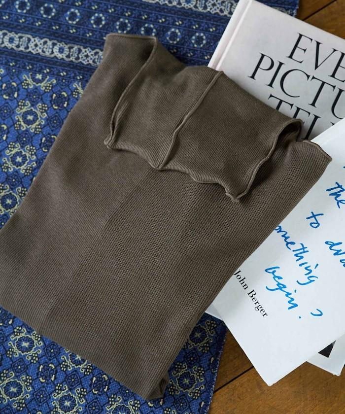 薑黃色荷葉邊高領長袖上衣