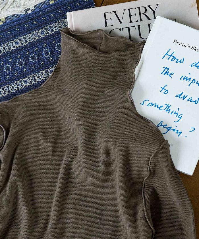 薑黃色荷葉邊高領長袖上衣