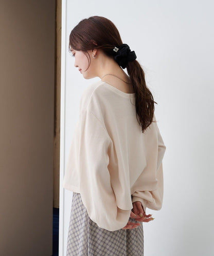 【S.M尺碼可選】華夫格亨利領套頭衫