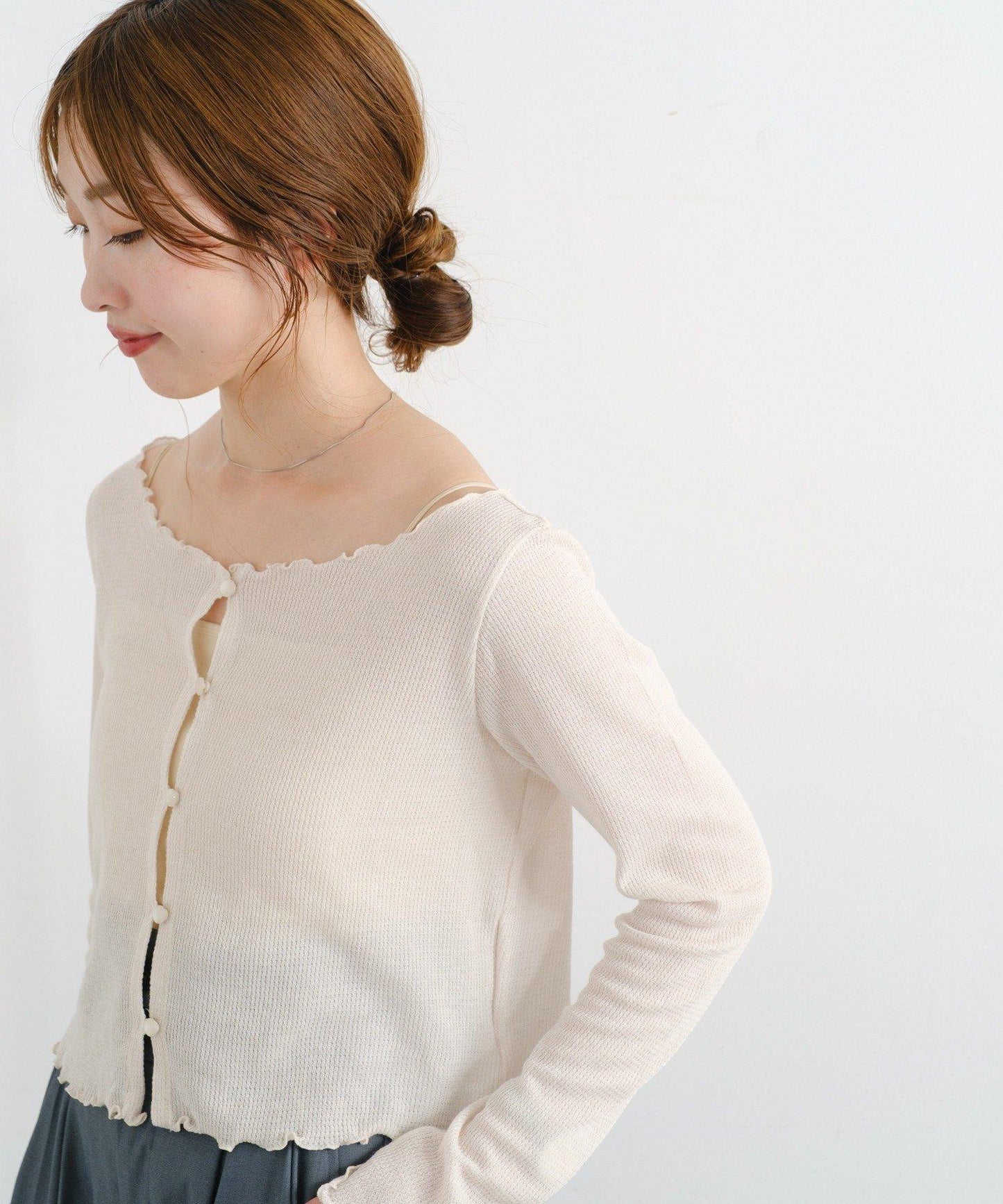 【前後兩穿】B 華夫格修身開衫