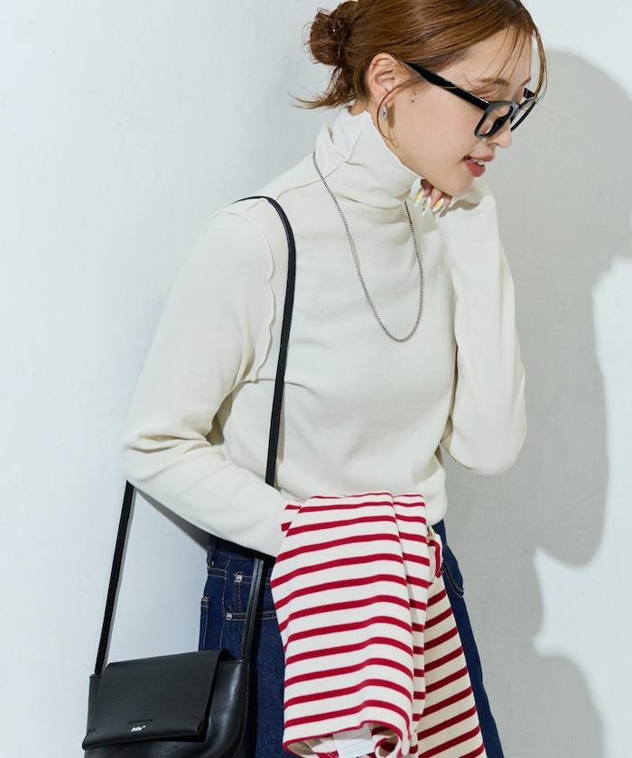 薑黃色荷葉邊高領長袖上衣