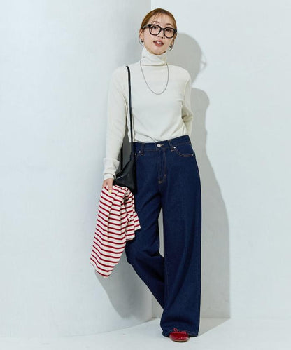 薑黃色荷葉邊高領長袖上衣