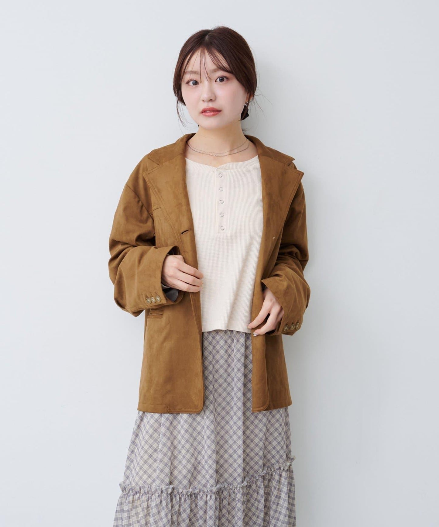 【S.M尺碼可選】華夫格亨利領套頭衫