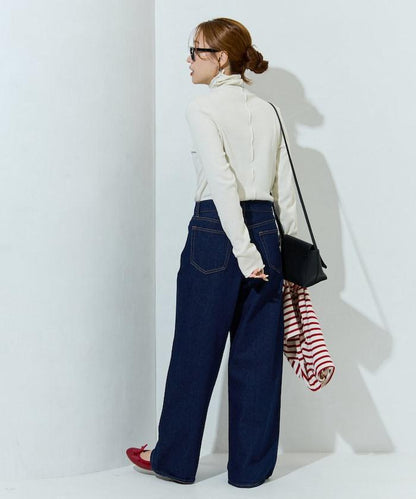 薑黃色荷葉邊高領長袖上衣