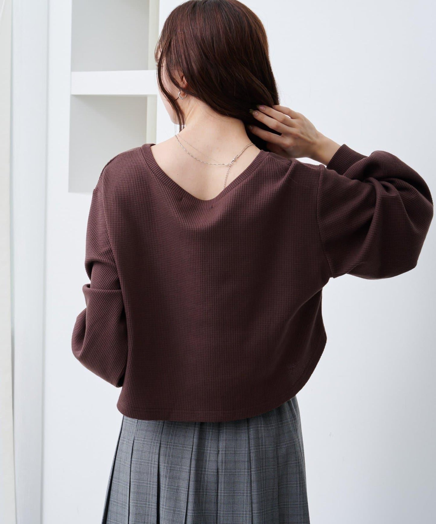 【S.M尺碼可選】華夫格亨利領套頭衫