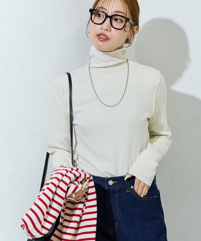 薑黃色荷葉邊高領長袖上衣