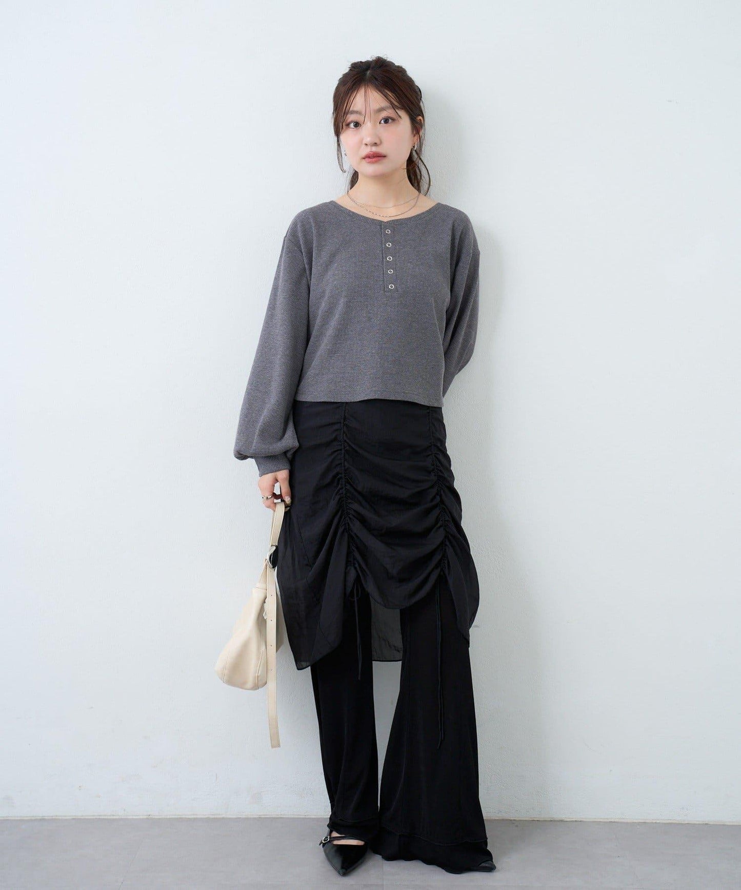 【S.M尺碼可選】華夫格亨利領套頭衫