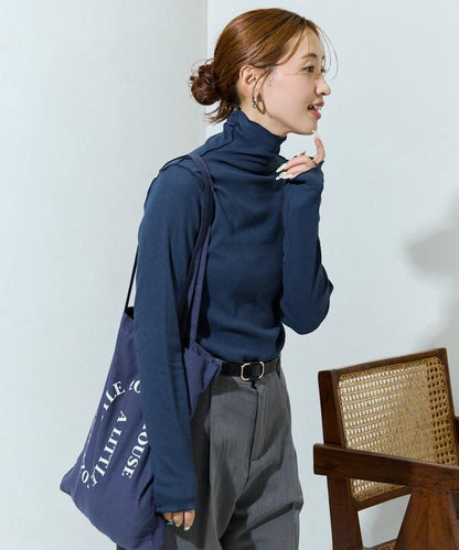 薑黃色荷葉邊高領長袖上衣