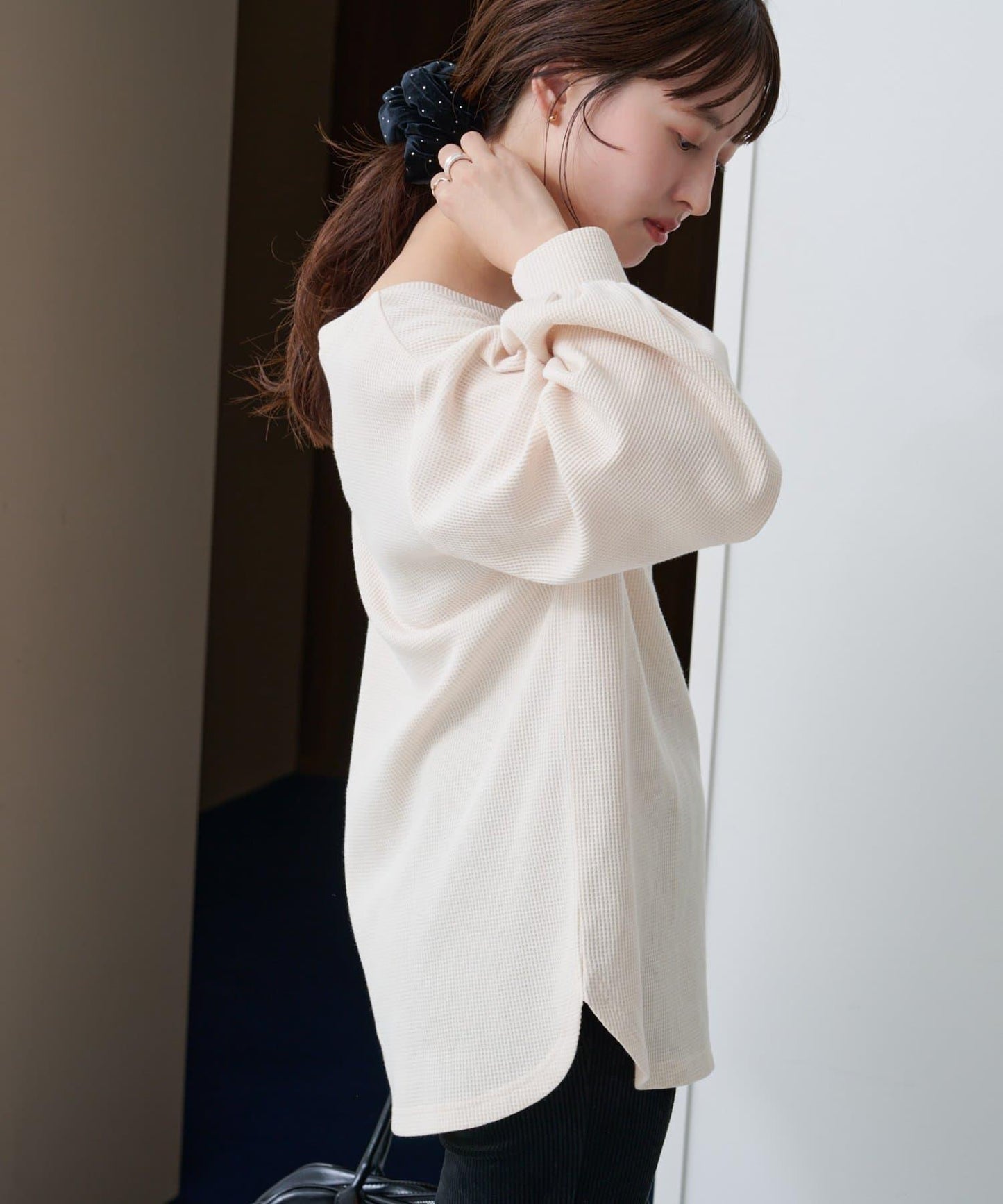 【S.M尺碼可選】華夫格亨利領套頭衫