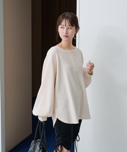 【S.M尺碼可選】華夫格亨利領套頭衫