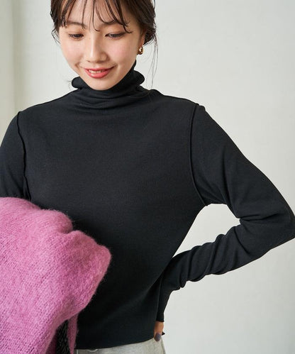 薑黃色荷葉邊高領長袖上衣