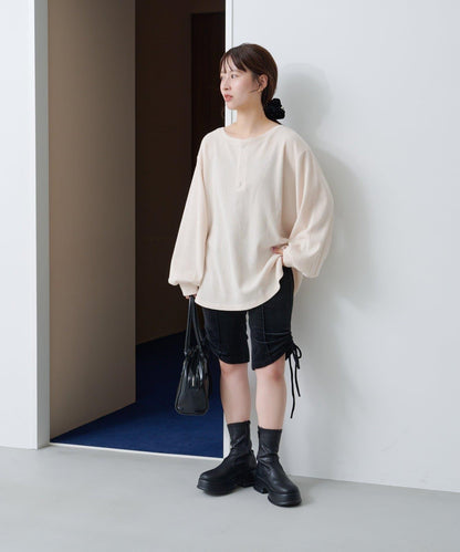 【S.M尺碼可選】華夫格亨利領套頭衫