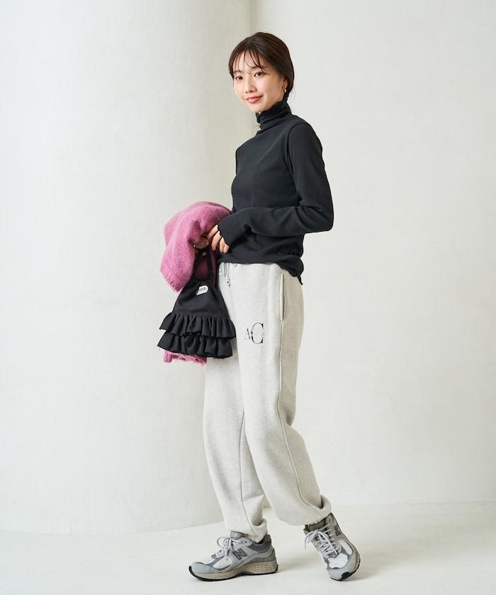 薑黃色荷葉邊高領長袖上衣