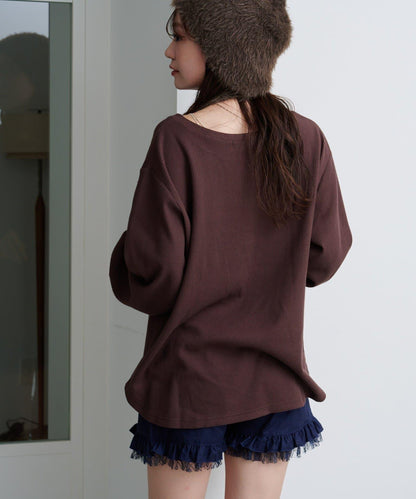 【S.M尺碼可選】華夫格亨利領套頭衫