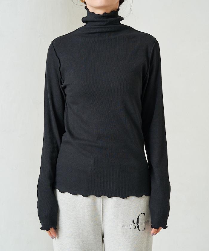 薑黃色荷葉邊高領長袖上衣