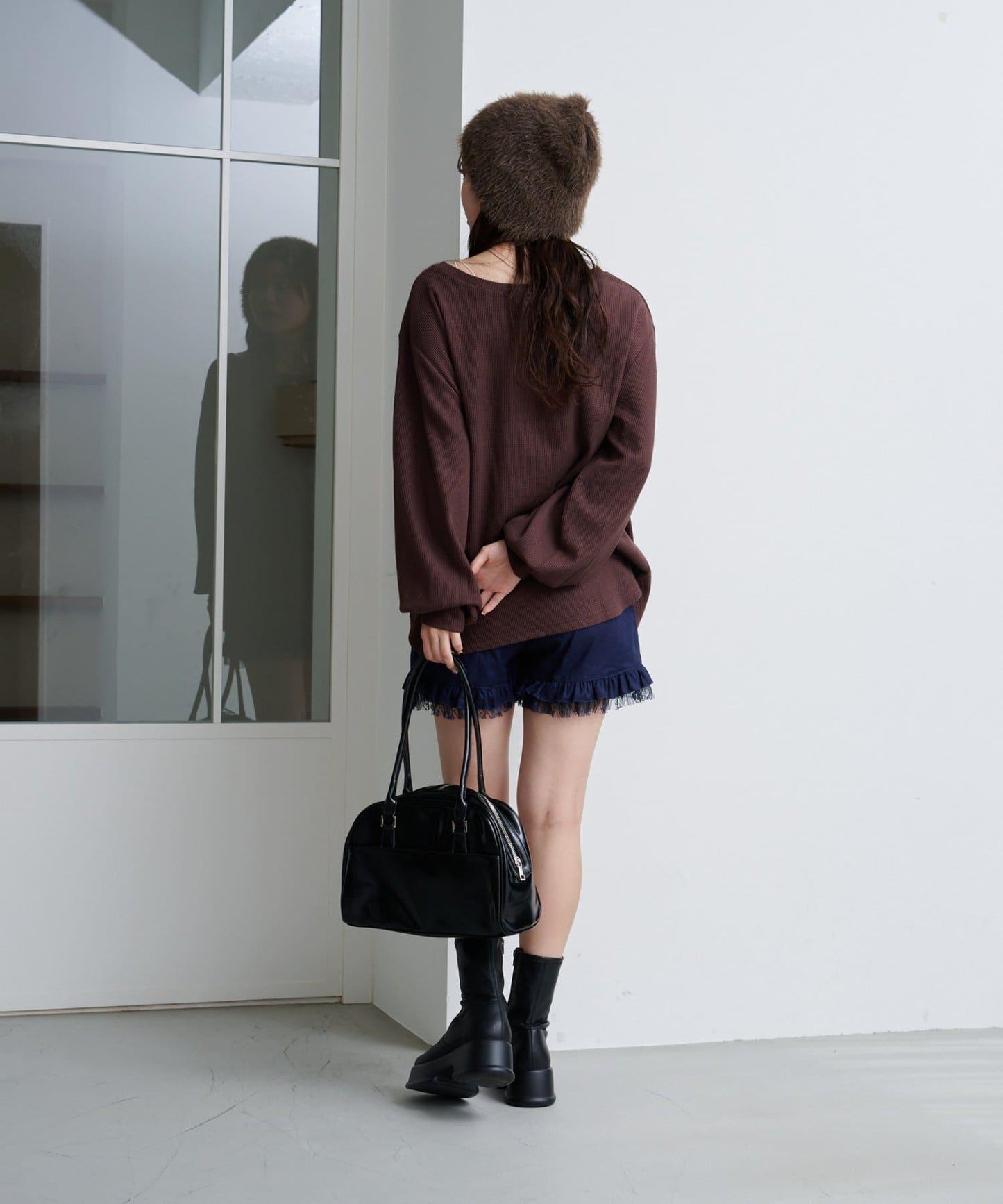 【S.M尺碼可選】華夫格亨利領套頭衫