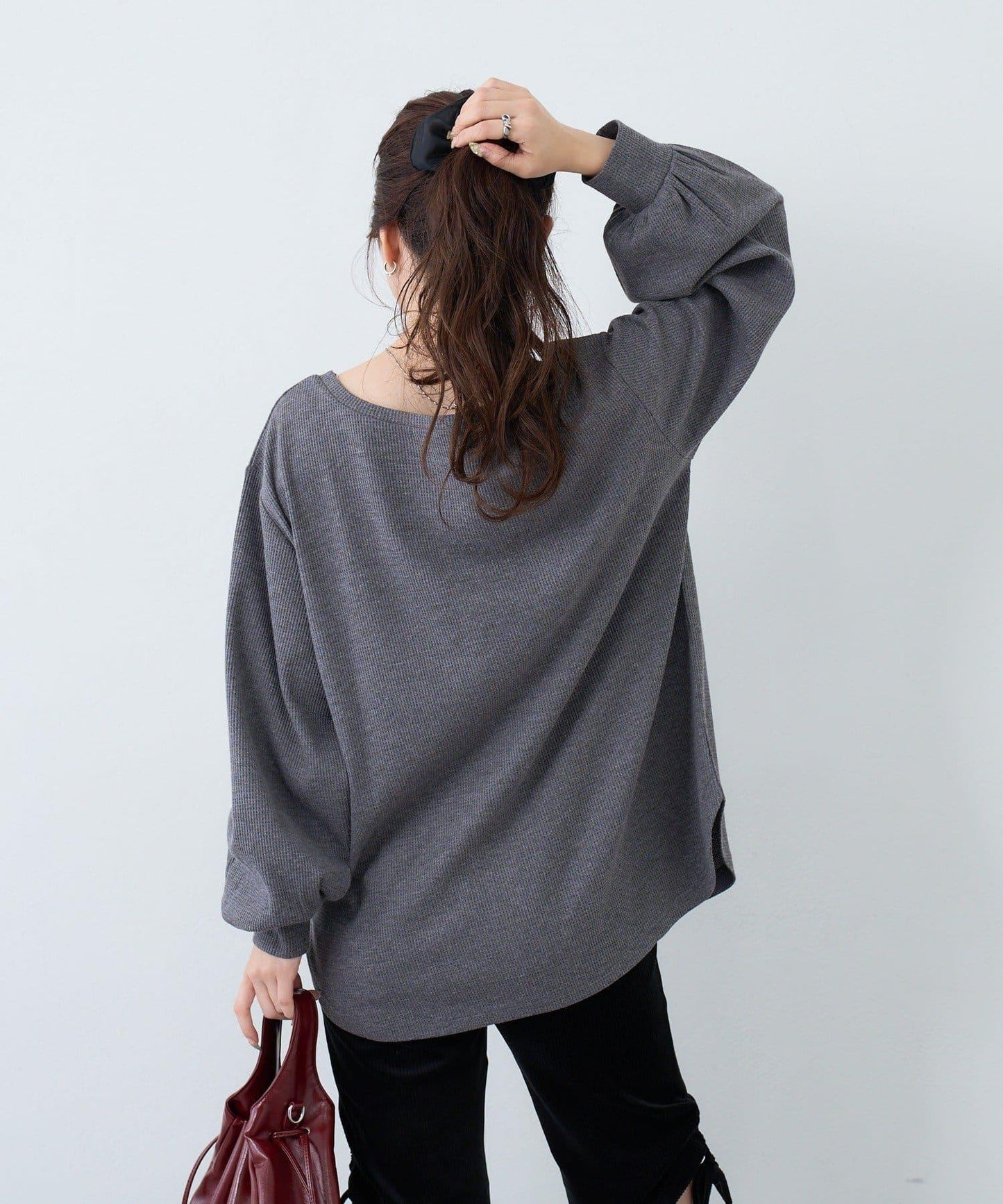 【S.M尺碼可選】華夫格亨利領套頭衫