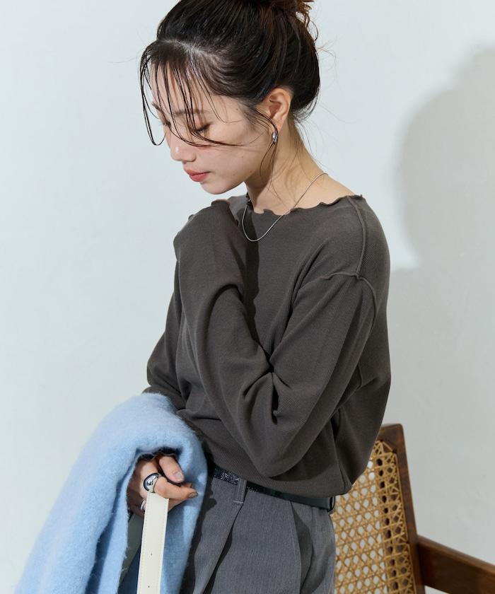 薑黃色荷葉邊長袖上衣