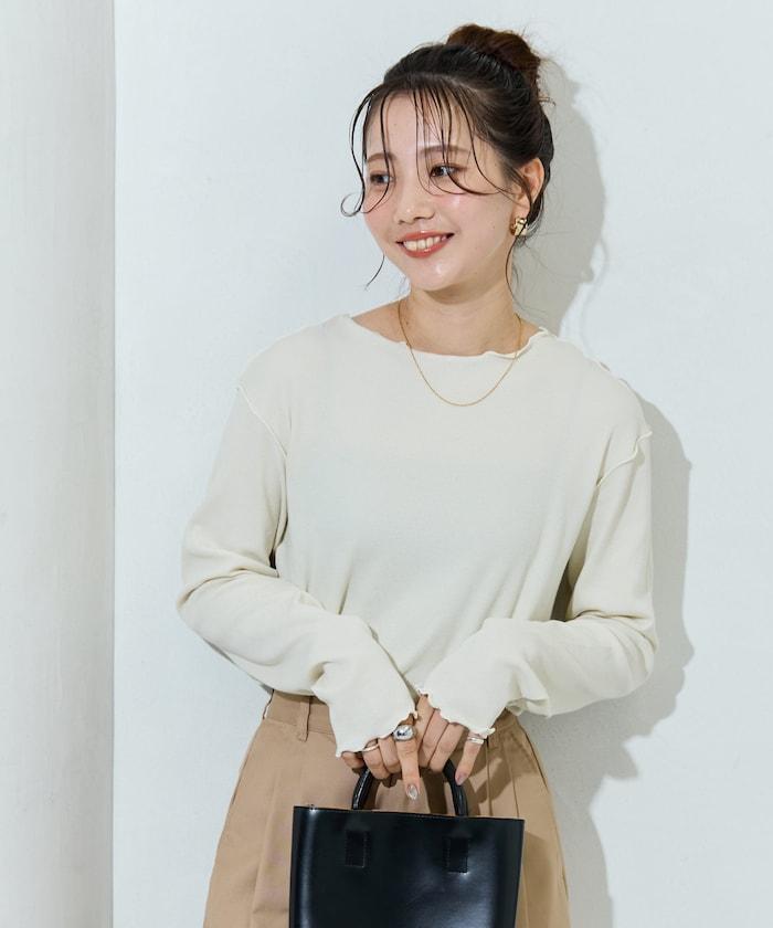 薑黃色荷葉邊長袖上衣