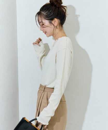 薑黃色荷葉邊長袖上衣