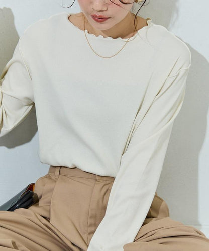 薑黃色荷葉邊長袖上衣