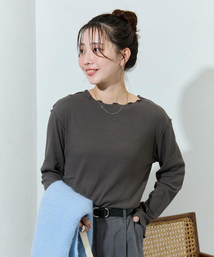 薑黃色荷葉邊長袖上衣