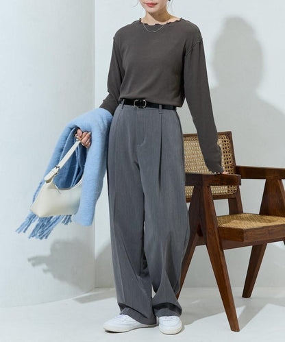 薑黃色荷葉邊長袖上衣