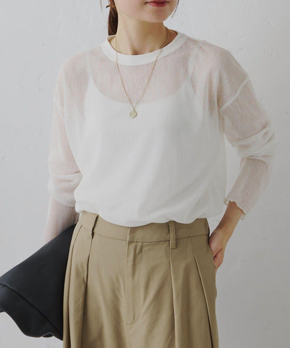 トリコットメッシュカットソー