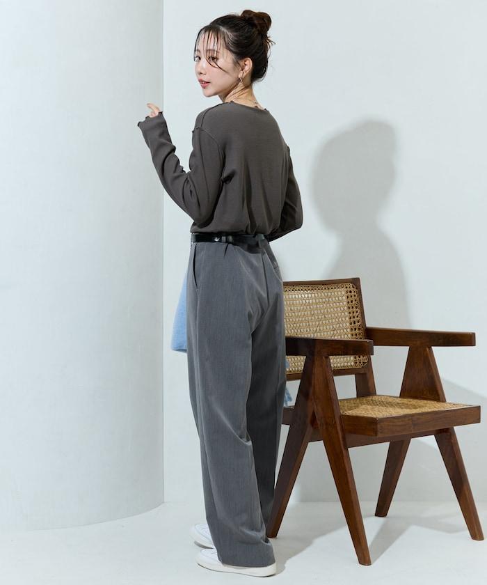 薑黃色荷葉邊長袖上衣