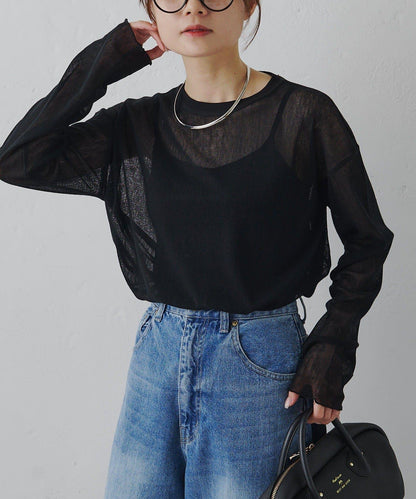 トリコットメッシュカットソー