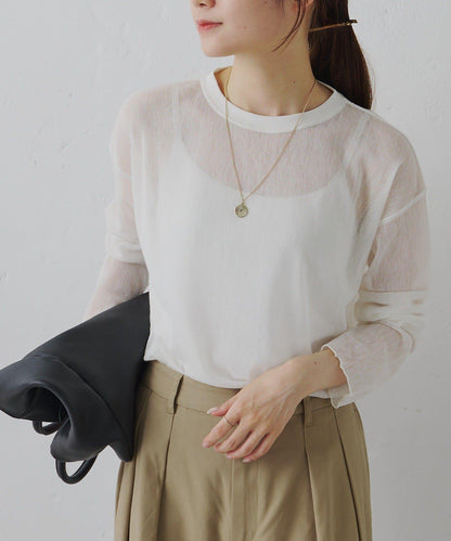 トリコットメッシュカットソー